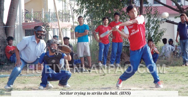 Striker trying to strike the ball