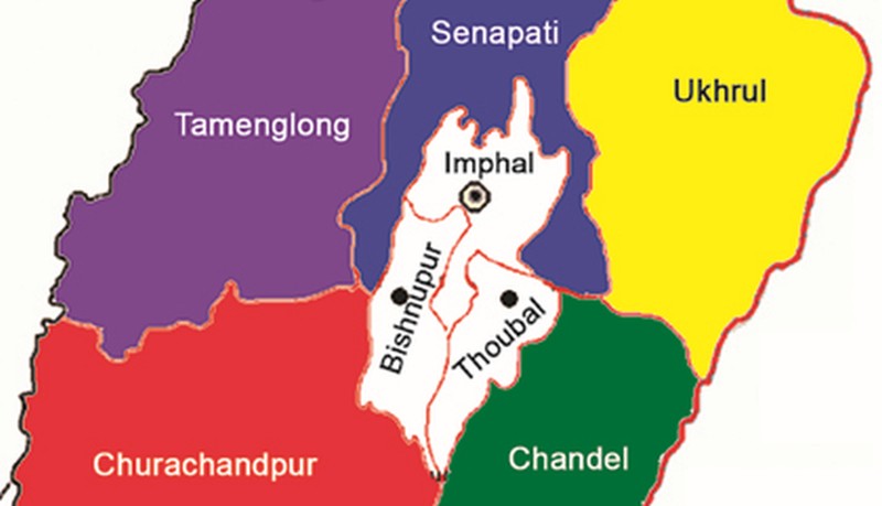 Hill districts of Manipur (coloured) which would go to polls on June 1