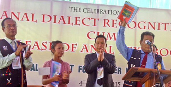 Dignitaries releasing Anal dialect textbooks for school 