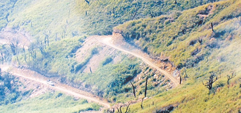 The newly constructed road leading to Dzuko Valley