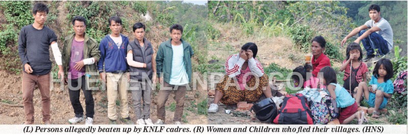 (L) Persons allegedly beaten up by KNLF cadres.<BR><BR>(R) Women and Children who fled their villages