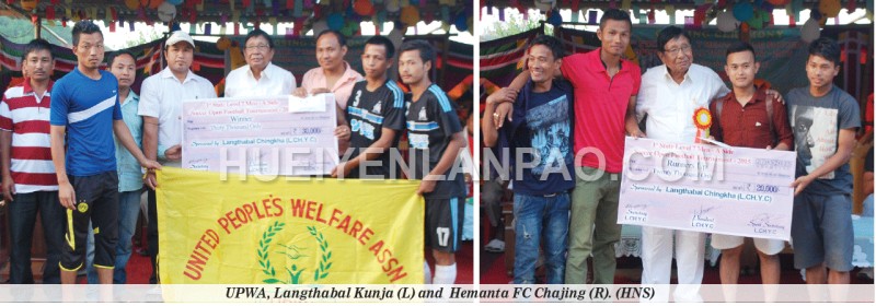 UPWA, Langthabal Kunja (L) and  Hemanta FC Chajing (R)