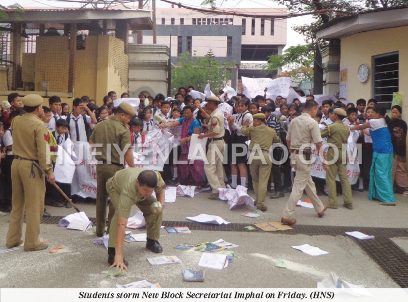 Students storm New Block Secretariat Imphal on Friday
