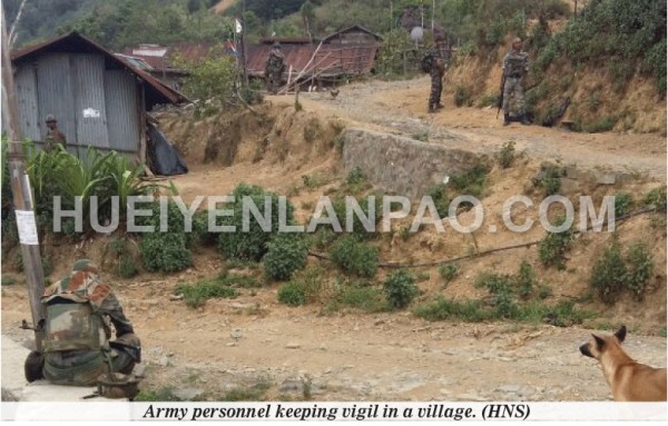 Army personel in village 