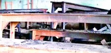 Desks and benches in disarray at the school