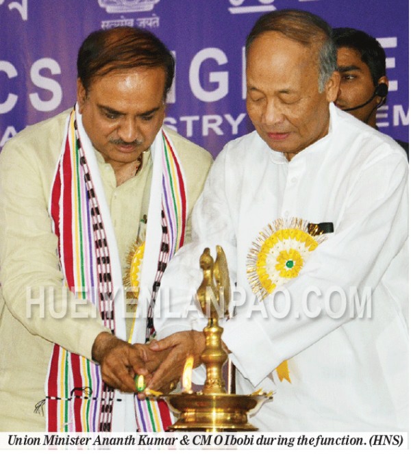 Union Minister Ananth Kumar & CM O Ibobi during the function.