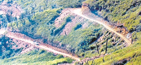File pic of the road leading to Dzuko valley built from the side of Nagaland