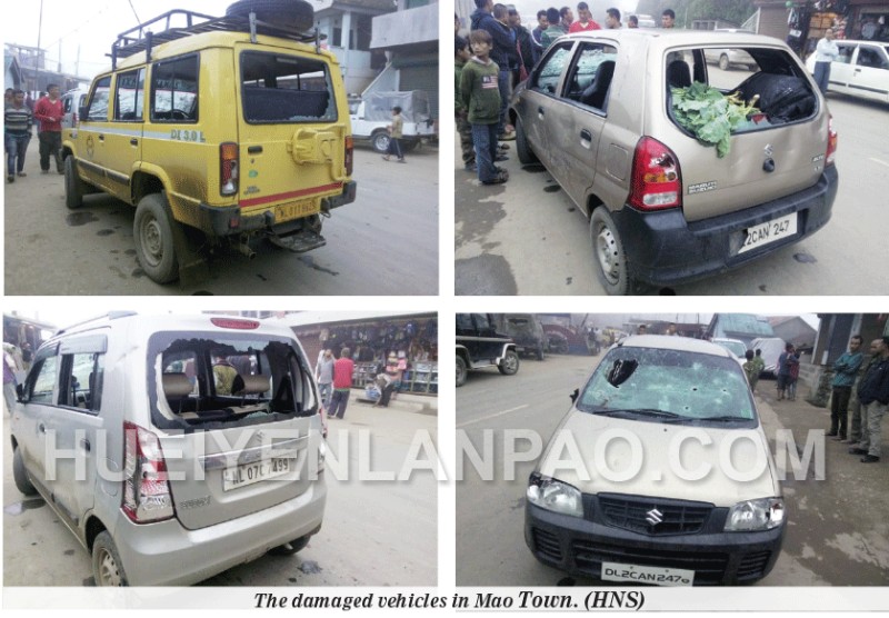 The damaged vehicles in Mao Town