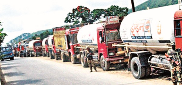 Oil tankers stranded on the highway during an earlier blockade-File photo 