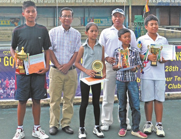 Winners of the 18th Governor's trophy junior tennis championship pose for the lens