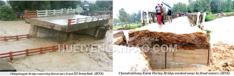 Swollen river  dismantles, washes away Chingdongpok, Chandrakhong Bridges