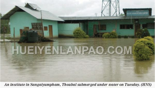 Rain water inundates low areas in Manipur