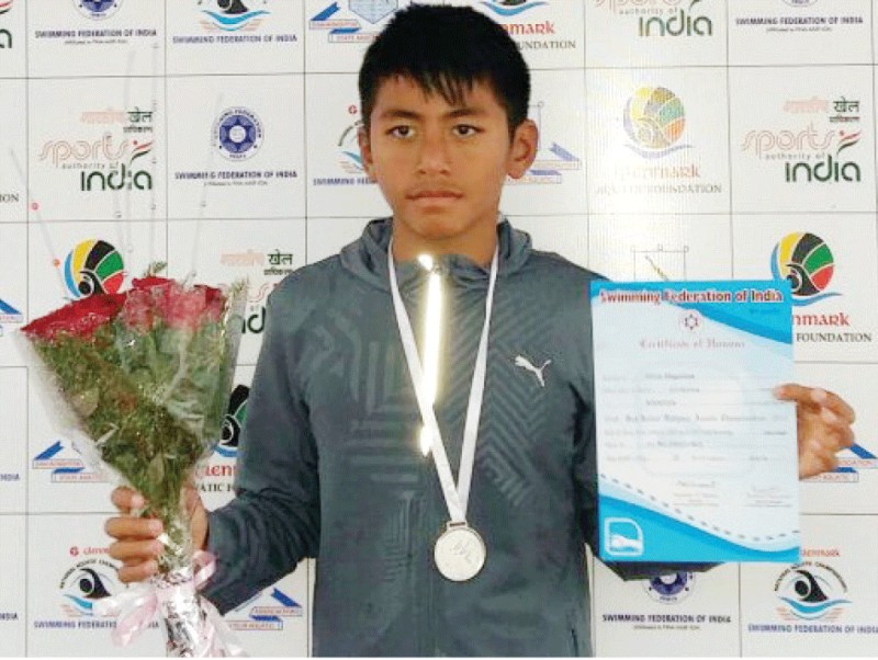 Hiren Sagolsem wins silver medals at National Aquatic Championship