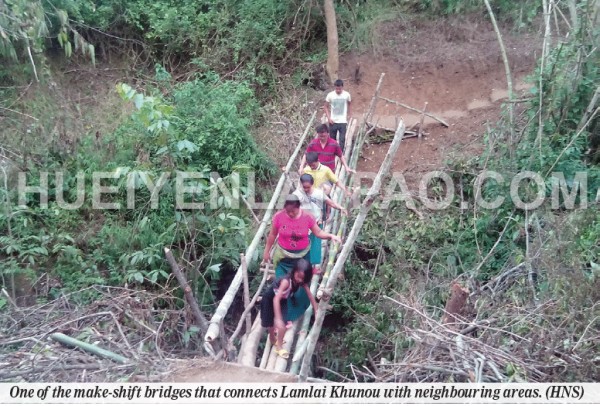 A make-shift bridge that connects Lamlai Khunou to neigbouring areas