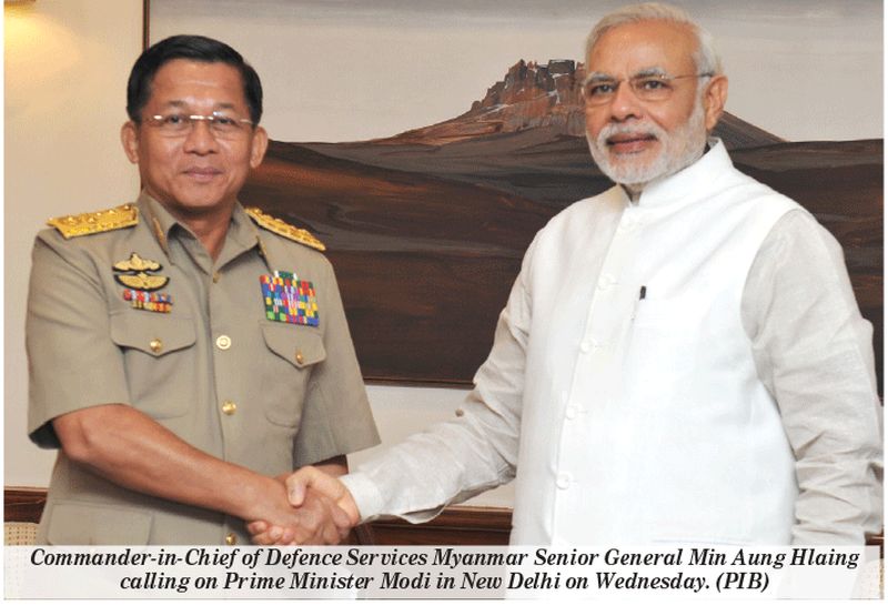 Sr Gen U Min Aung Hliang, Commander-in-Chief of Myanmar Defence Services called on Prime Minister Narendra Modi