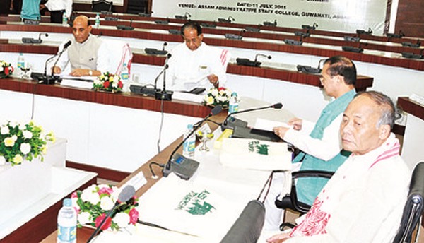 CM O Ibobi at the meeting with Union Home Minister Rajnath