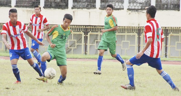 Semifinal match between LAPS, Thoubal and SHHSS, Ukhrul in progress