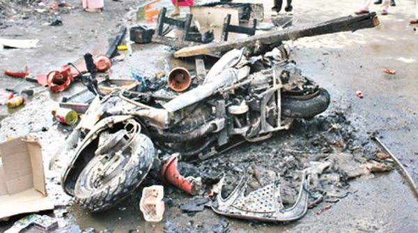 Remains of the burnt scooter