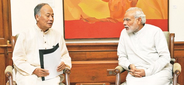 Chief Minister O Ibobi with Prime Minister Narendra Modi
