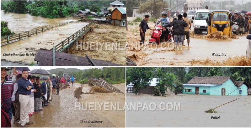 Four bridges washed away by overflowing river waters