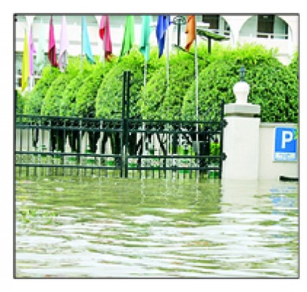 Flooded compund of Hotel Imphal