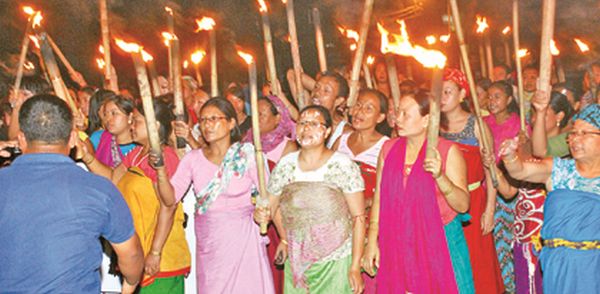 A torch rally being held in Imphal demanding implementation of ILPS in Manipur 