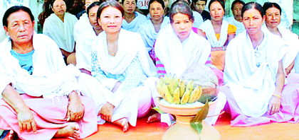 A sit-in protest underway to demand ILPS in Manipur