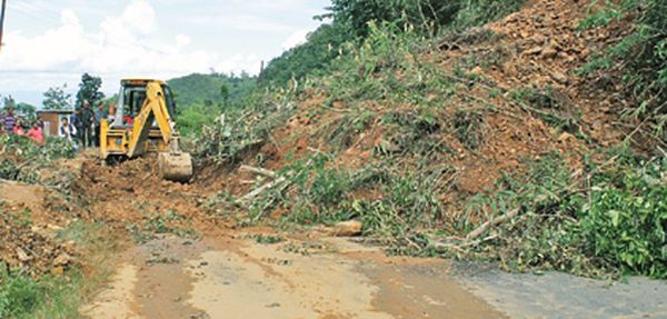 A landslide along Imphal-Moreh road