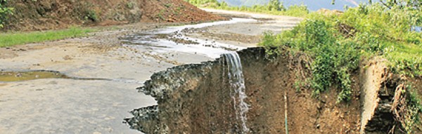 A damaged section of Imphal-Moreh highway