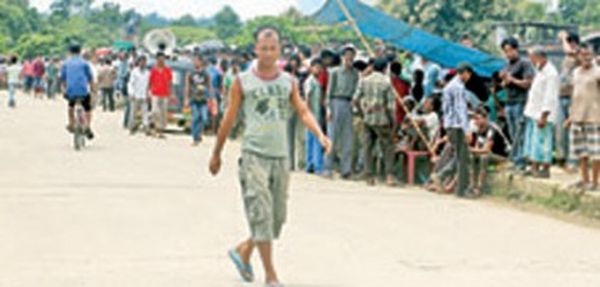 People enforcing NEPO sponsored economic blockade at Jirighat