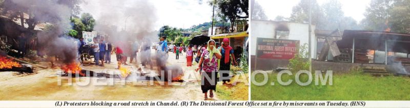 Flash bandh hits Chandel; Forest office set ablaze