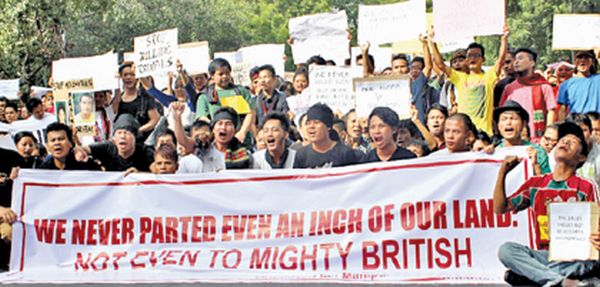 Tribal students take out a protest rally at Delhi