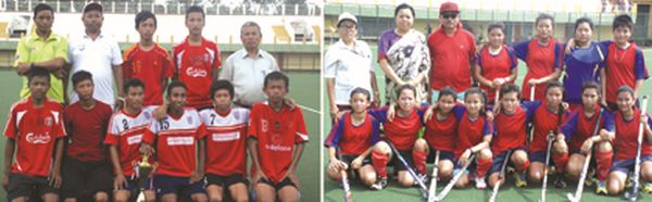 Young Pioneer English School, Khurai IE (left) and Nongchup Imphal Sagolband High School pose for a group photo