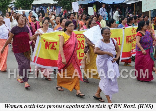 Protest against RN Ravi's Manipur visit