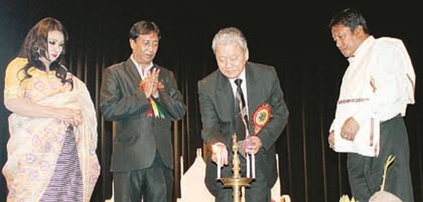 Gaikhangam lighting a candle at the release function