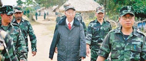 Khaplang with his men at a base camp