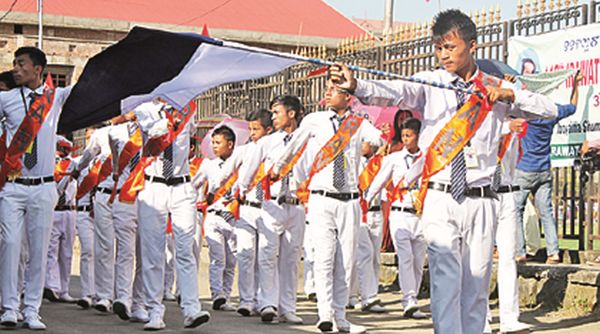 School children staging a march past