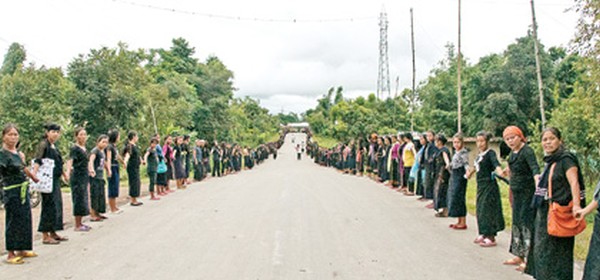 Human chain formed against the three alleged anti-tribal Bills (File)