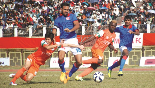 NEROCA FC and Fateh Hyderabad FC players in action