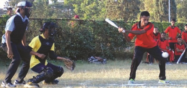 A Nagaland player (red) in action