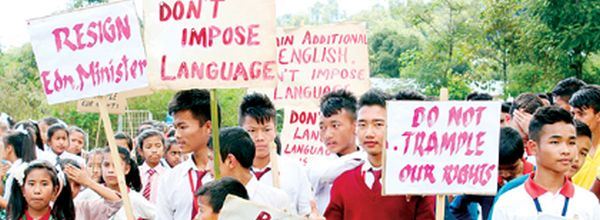 Students taking out a rally demanding Alternative English on Nov 4-File photo