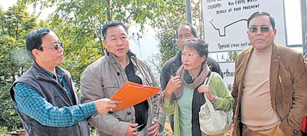 Francis Ngajokpa inspecting PMGSY works at Ukhrul