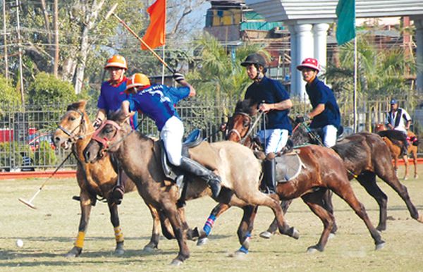 Tekcham Polo Club and Thangmeiband Polo Club-A players in action