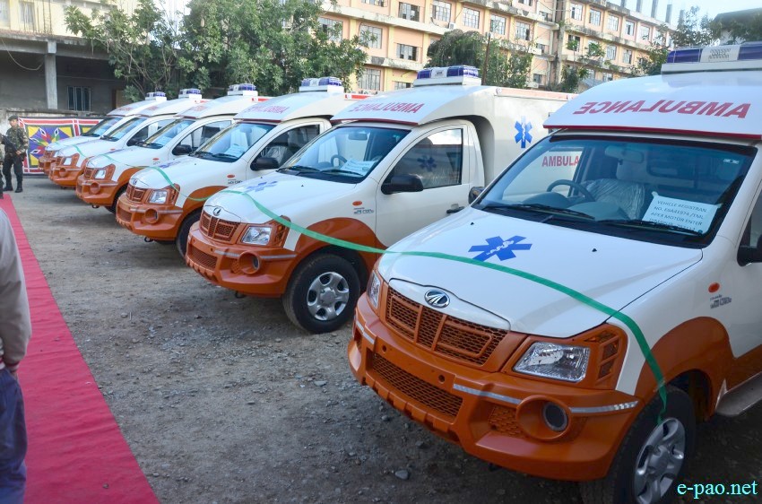 Medical Ambulances distributed  to six Autonomous District Councils at Kuki Inn, Imphal :: 8 January 2015