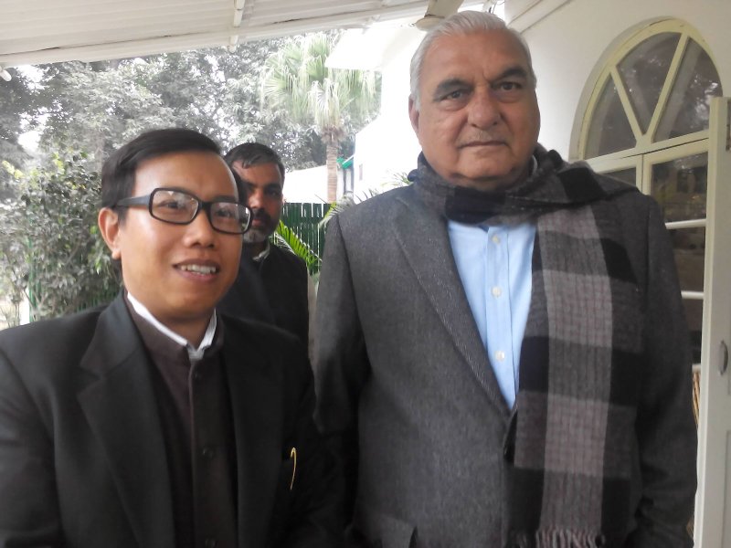 Ningombam Bupenda Meitei with Bhupinder Singh Hooda