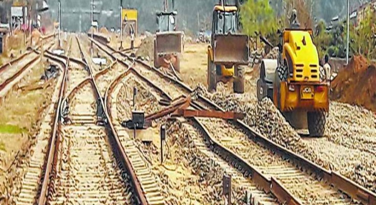 The broad gauge track at Jiribam on which the goods train service will start on Saturday