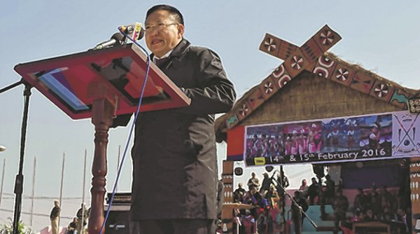 File pic of TR Zeliang addressing the Lui-Ngai-Ni festival at Ukhrul