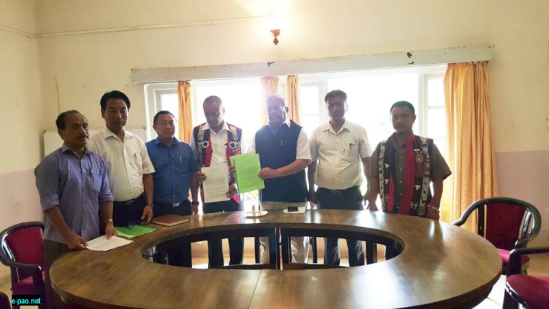 Leaders of five Hohos submitting Joint Memorandum for the PM through State Governor on Thursday at Circuit House, Dimapur
