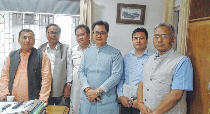 The State BJP team with Union MoS (Home) Kiren Rijiju