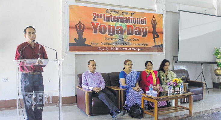 Observation of international yoga day at SCERT lamphelpat